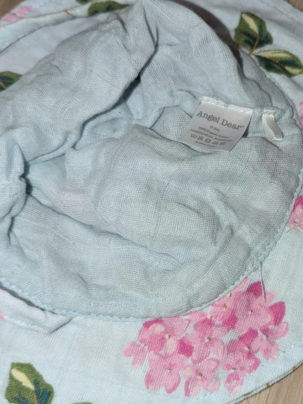 Angel Dear 100% Organic Muslin Cotton Blue Floral Hydrangea Baby Sun Hat